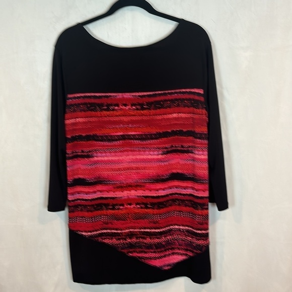 Kate & Mallory Women's oversized red black patchwork tunic artsy blouse size L - Picture 9 of 11